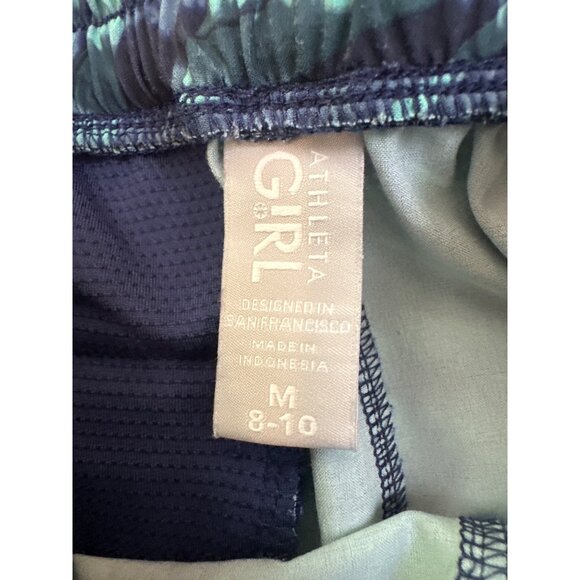 Athleta Girl Size Medium 8-10 Blue & Green Tie-Dye Elastic Waistband Shorts - Picture 2 of 3
